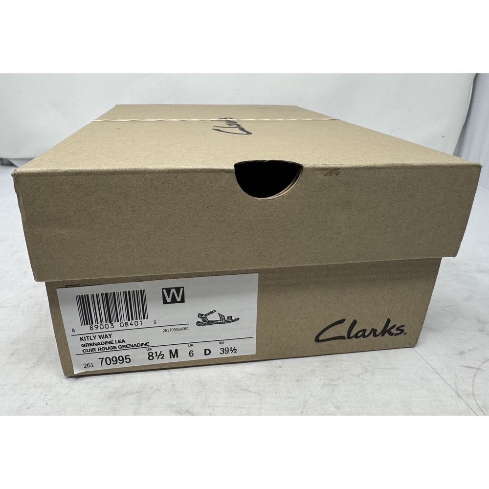 🔥Clarks Kitly Way 🧡Orange Coral Grenadine‎ Leather Sandals  Size 8.5 M NIB - Picture 6 of 6